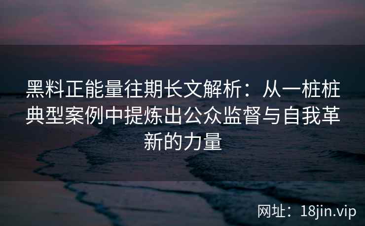 黑料正能量往期长文解析：从一桩桩典型案例中提炼出公众监督与自我革新的力量