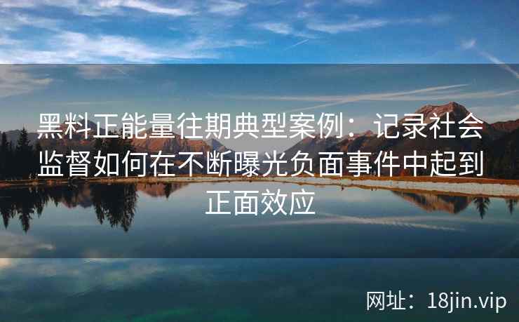 黑料正能量往期典型案例：记录社会监督如何在不断曝光负面事件中起到正面效应