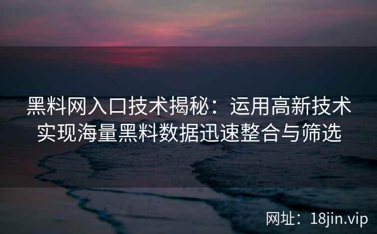 黑料网入口技术揭秘：运用高新技术实现海量黑料数据迅速整合与筛选