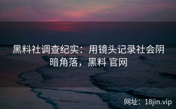 黑料社调查纪实：用镜头记录社会阴暗角落，黑料 官网
