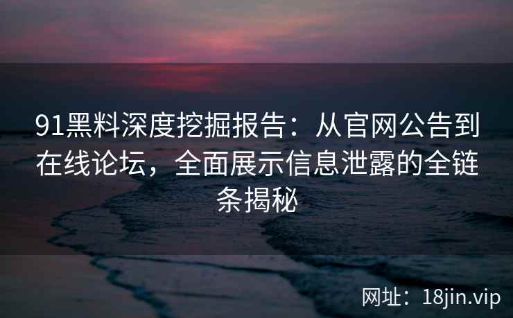 91黑料深度挖掘报告：从官网公告到在线论坛，全面展示信息泄露的全链条揭秘