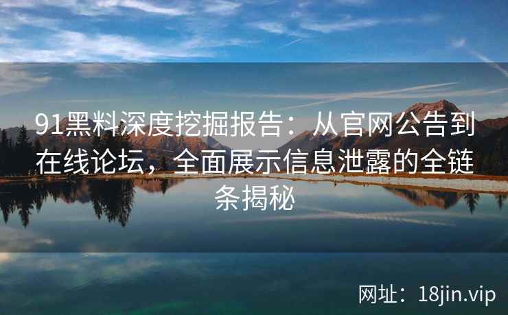 91黑料深度挖掘报告：从官网公告到在线论坛，全面展示信息泄露的全链条揭秘
