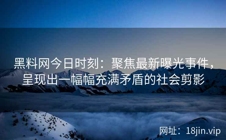 黑料网今日时刻：聚焦最新曝光事件，呈现出一幅幅充满矛盾的社会剪影