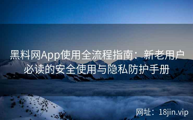 黑料网App使用全流程指南：新老用户必读的安全使用与隐私防护手册