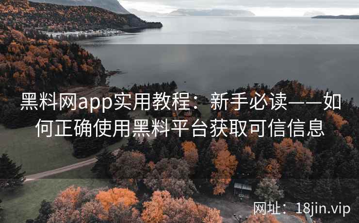 黑料网app实用教程：新手必读——如何正确使用黑料平台获取可信信息