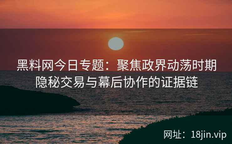 黑料网今日专题：聚焦政界动荡时期隐秘交易与幕后协作的证据链