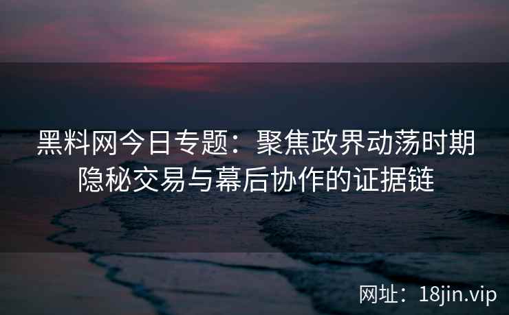 黑料网今日专题：聚焦政界动荡时期隐秘交易与幕后协作的证据链