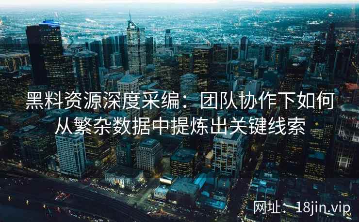 黑料资源深度采编：团队协作下如何从繁杂数据中提炼出关键线索