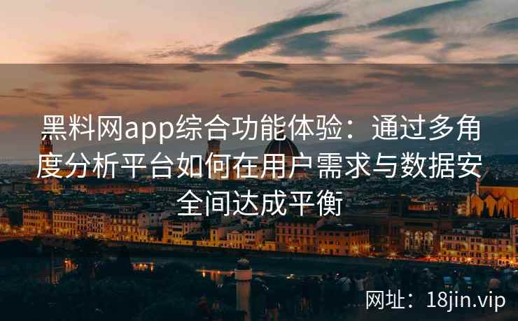黑料网app综合功能体验：通过多角度分析平台如何在用户需求与数据安全间达成平衡