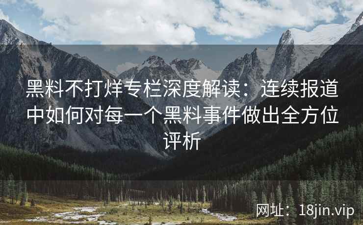 黑料不打烊专栏深度解读：连续报道中如何对每一个黑料事件做出全方位评析