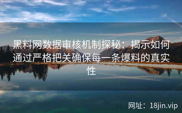 黑料网数据审核机制探秘：揭示如何通过严格把关确保每一条爆料的真实性
