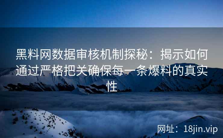黑料网数据审核机制探秘：揭示如何通过严格把关确保每一条爆料的真实性