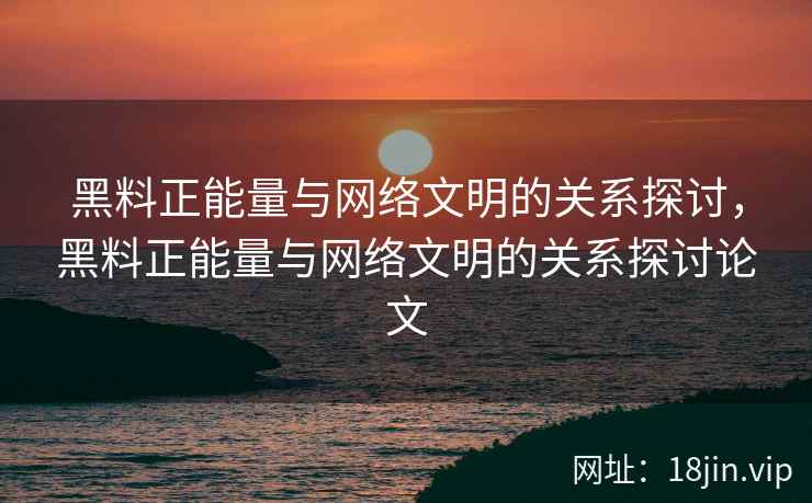 黑料正能量与网络文明的关系探讨，黑料正能量与网络文明的关系探讨论文