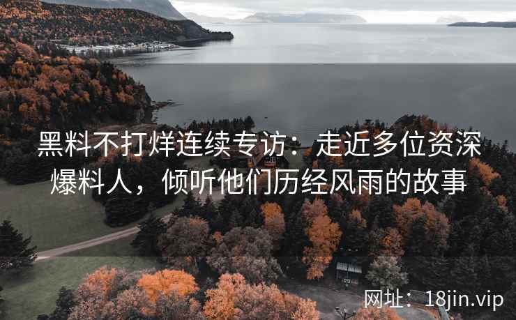 黑料不打烊连续专访：走近多位资深爆料人，倾听他们历经风雨的故事