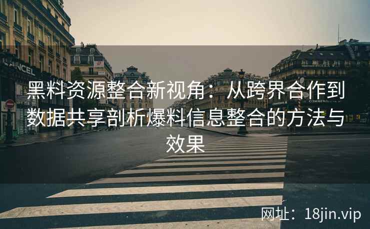 黑料资源整合新视角：从跨界合作到数据共享剖析爆料信息整合的方法与效果
