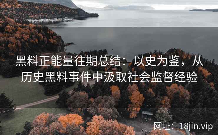 黑料正能量往期总结：以史为鉴，从历史黑料事件中汲取社会监督经验