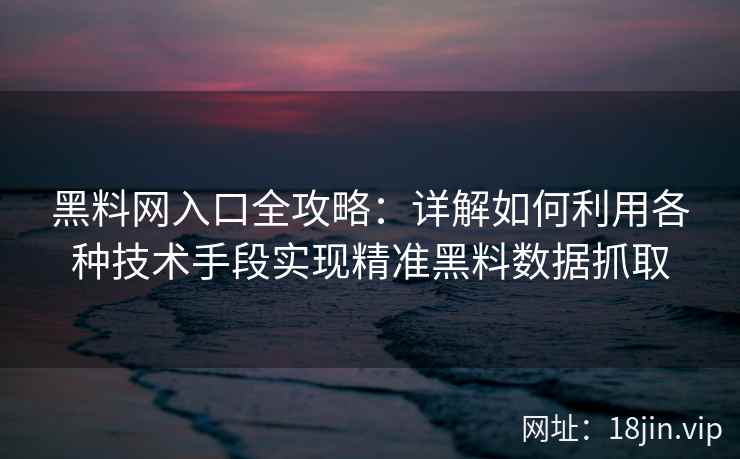 黑料网入口全攻略：详解如何利用各种技术手段实现精准黑料数据抓取